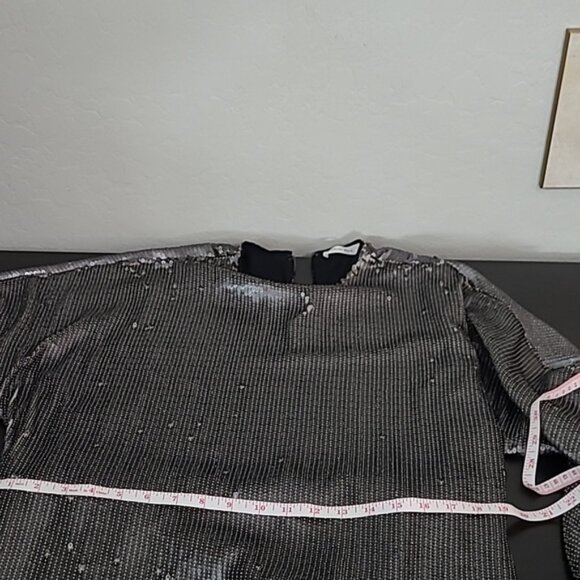 Anine Bing Angie Antique Silver Sequin Mini Dress Women's Cocktail Size XS - Picture 12 of 15